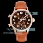 PPF Super Clone Patek Philippe Calatrava Rose Gold Pilot Travel Time 5524R Brown Watch 